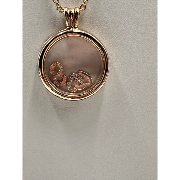 Pandora Floating Locket Rose Gold Plated Tone Long Pendant with Charms Retired - Picture 2 of 11